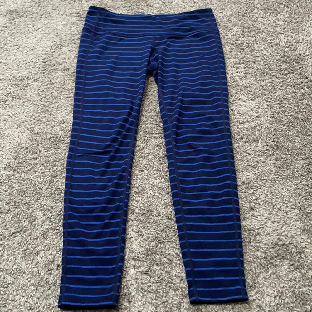 Blue with blue stripes Athleta leggings